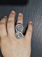 Bague double spirale argentée