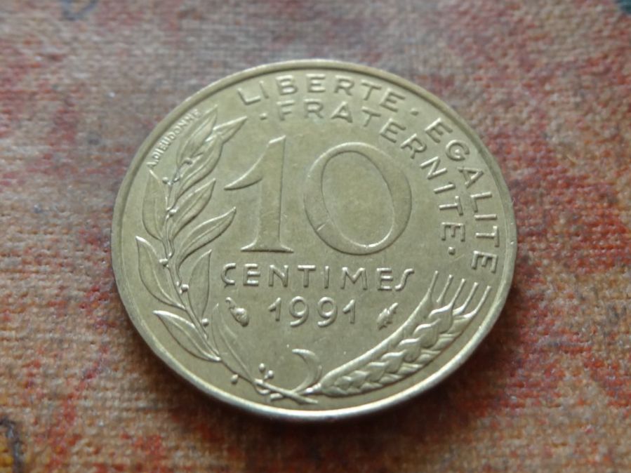 Tutti le monete: FRANCE  10 Centimes  1991  (P) – Usato da Romanel-sur-Lausanne venduto da Swift13