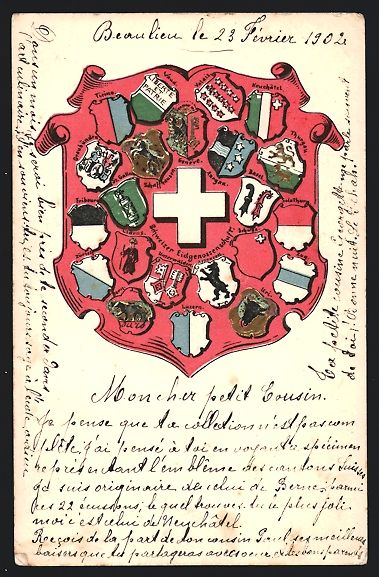 Cartoline postali: Schweiz / Suisse, Wappen der Schweizer K – Usato da Berlin venduto da bartko-reher
