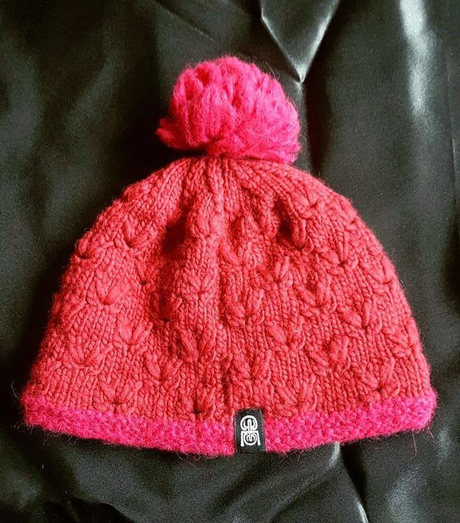 Pio, bonnet avec pompon 100% laine, en vieux rose main image 1