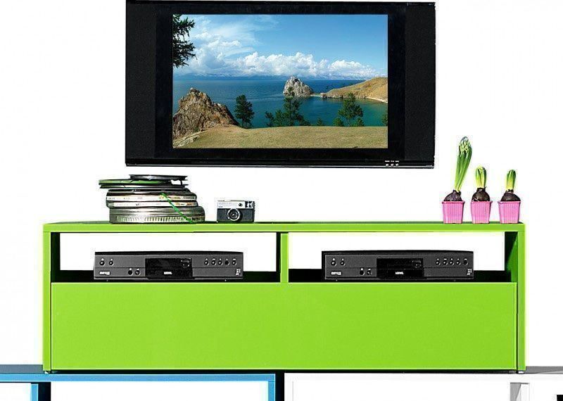 Scaffali: TV-Element Lowboard 1 Klappe & 2 Fächern, Hochglanz GELB – Nuovo e nell'imballaggio originale da Schaffhausen venduto da Spezialist 2
