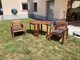 IKEA ÄPPLARÖ Gartenset: Klapptisch + 2 Armlehnstühle+Kissen