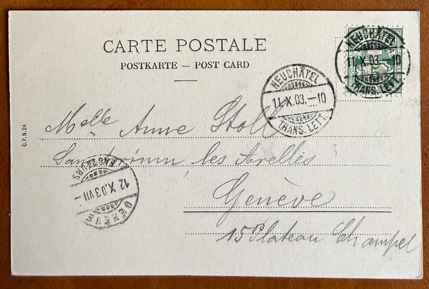 Cartoline postali: Neuchâtel - Barque devant Hôtel des Postes - Animée 1903 – Usato da Lutry venduto da Ediego 1