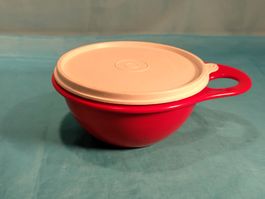 Tupperware Behälter, rot-weiss mit Halterung, 6dl