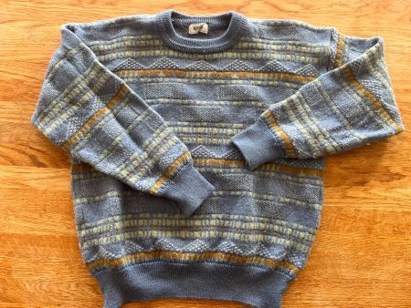 blau-gelb-brauner Strickpullover von Rovello