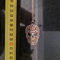 Kette mit Totenkopf Anhänger, 925 Rose-vergoldet, neuwertig