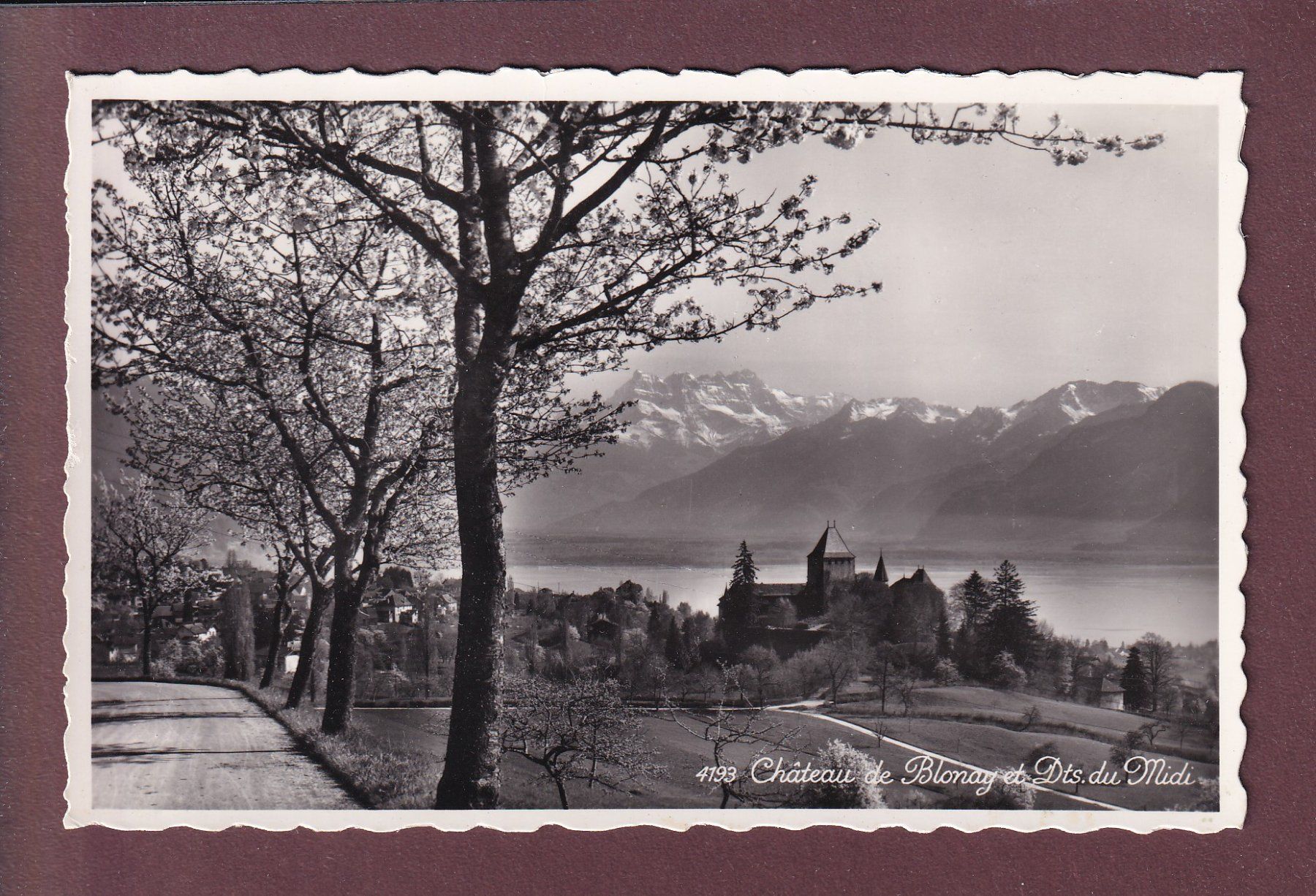 Cartoline postali: Château de BLONAY - Dents du Midi - 1955 – Usato da Pully venduto da nicecards