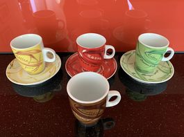 Espresso Tassen 4-farbig inkl. 3 Unterteller