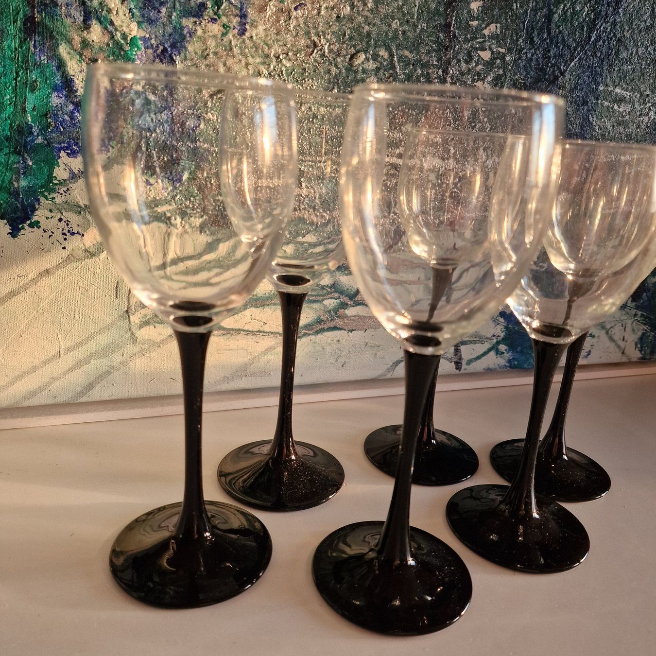 Bicchieri: 6 Vintage Luminark Gläser mit schwarzem Rand – Usato da Birr venduto da sen_sy55 5