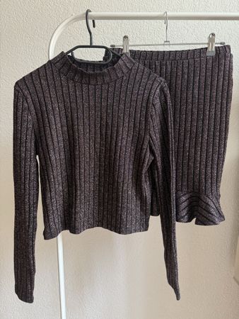Ensemble top et jupe à volants noir bronze OVS, t.M/L
