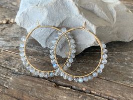Wow: Creolen 18k vergoldet Labradorit
