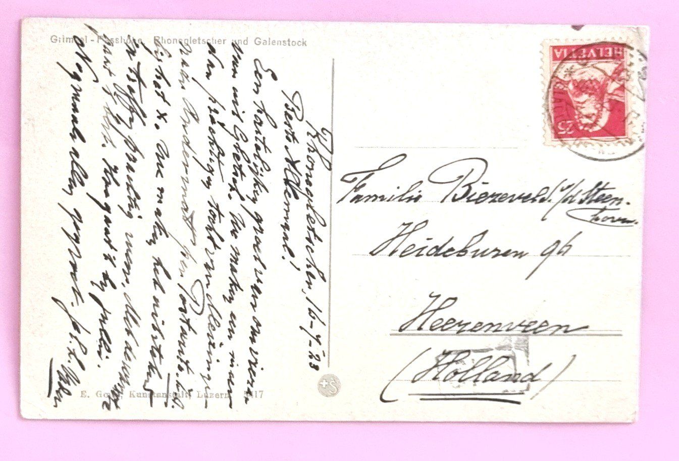 Ansichtskarten: Grimsel-Passhöhe - Rhonegletscher - Postauto - 1928 – Gebraucht aus Rothrist von RROENK 1