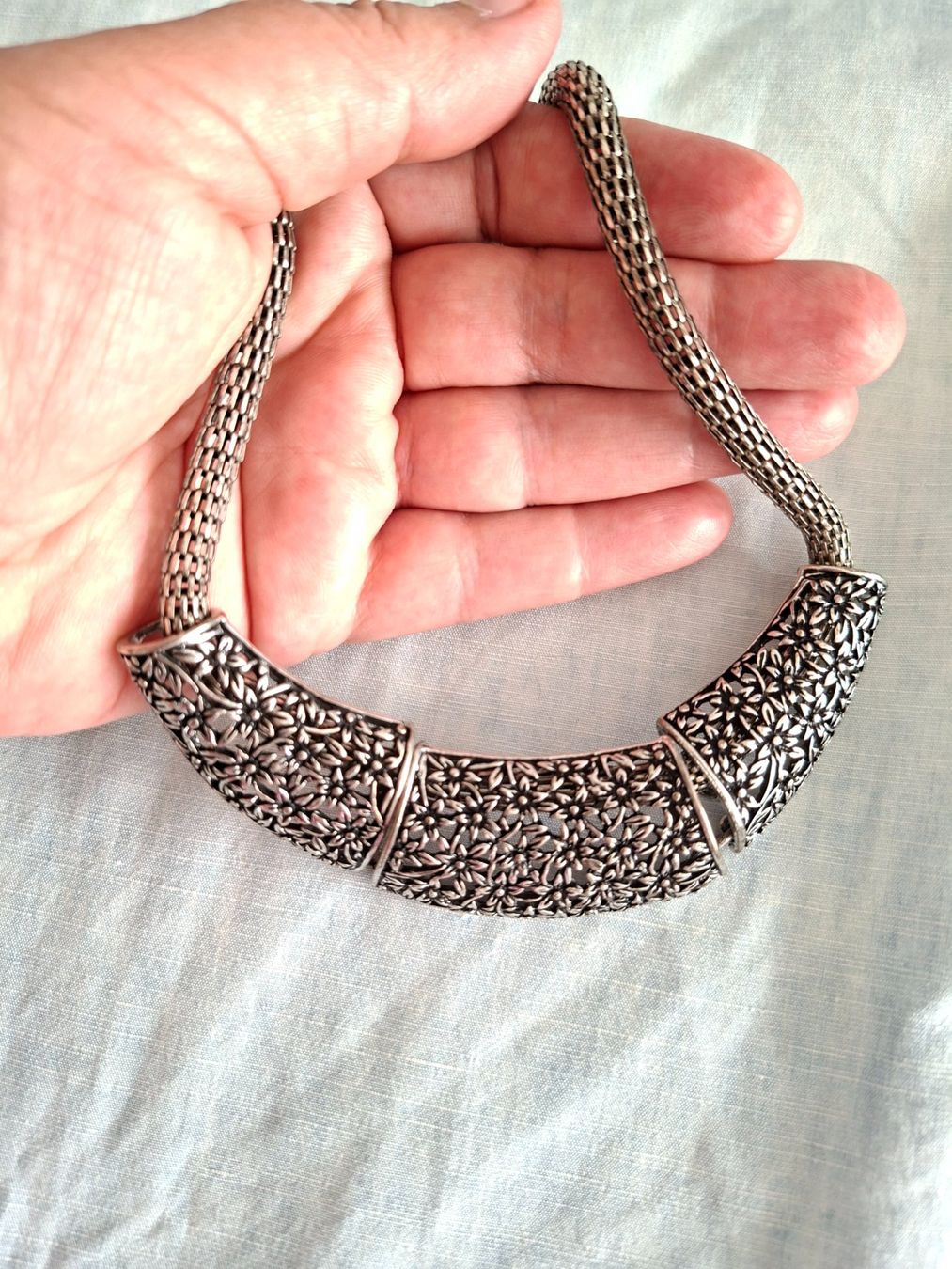 Catenine: Collier Vintage Statement Argenté Floral – Nuovo (secondo la descrizione) da Lutry venduto da Sim_Sta 6