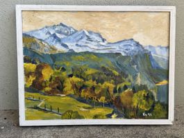ADOLF KELLERHALS Ölgemälde Jungfrau mit Berglandschaft 