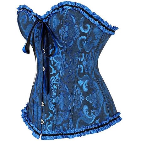 Korsett Lace Medieva Gothic Blue S M L XL XXL