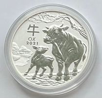 sehr schöne 1 Silber-Unze (31,1 Gr.) Year or the Ox von 2021