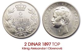 2 DINAR 1897 Silber TOP