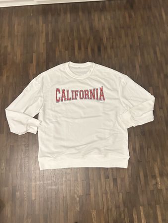 California Pullover white red Size L Crewneck Sweatshirt