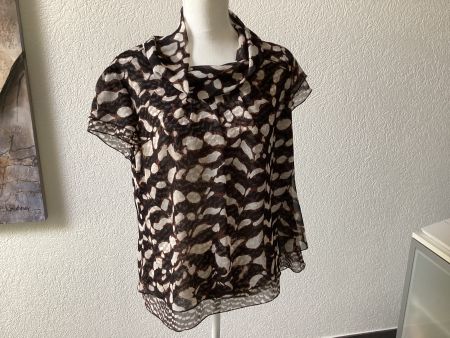 Taifun Damen Bluse mit Kragen Gr. 42 braun-weiss gemustert