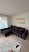 Schwarzes Samt Ecksofa mit Schlaffunktion