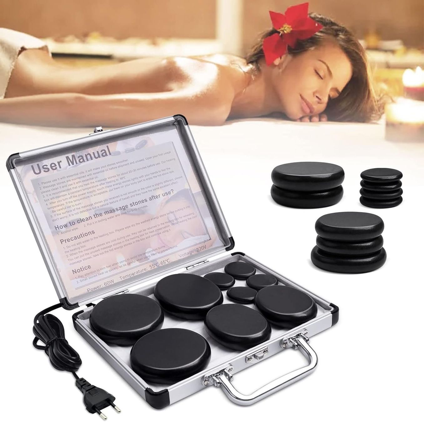 Dispositivi per massaggi: Stone Massage Set 9tlg – Nuovo e nell'imballaggio originale da Hundwil venduto da Pakethase