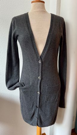 Cardigan long en 100% cachemire gris FTC, taille S