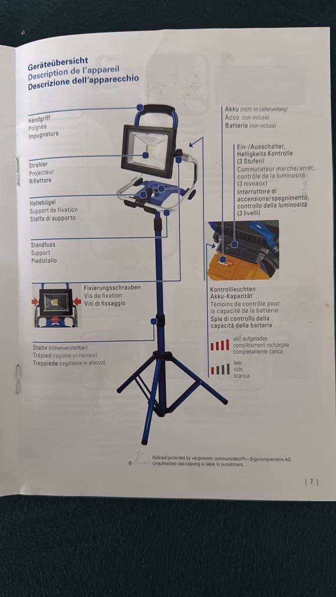 Lampade: 2 Akku-Baustrahler LED mit Teleskopstativ, sehr hell – Usato da Niederscherli venduto da Doene0
