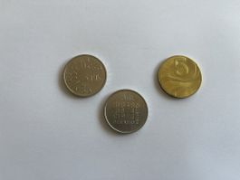 2× 5 Franken Schweiz + 1 Token gebrauch alt
