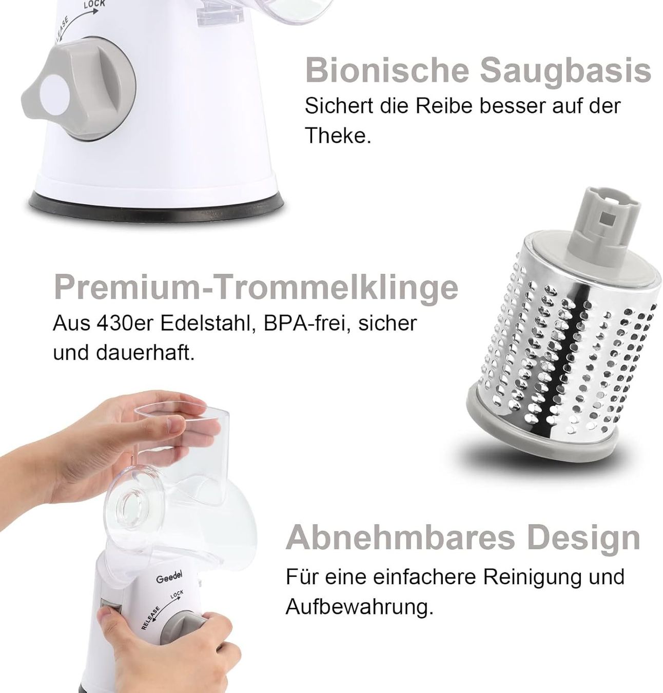 Elettrodomestici da cucina: Trommelreibe mit 5 Edelstahl Einsätzen – Nuovo e nell'imballaggio originale da St. Gallen venduto da sch_zsz7 5