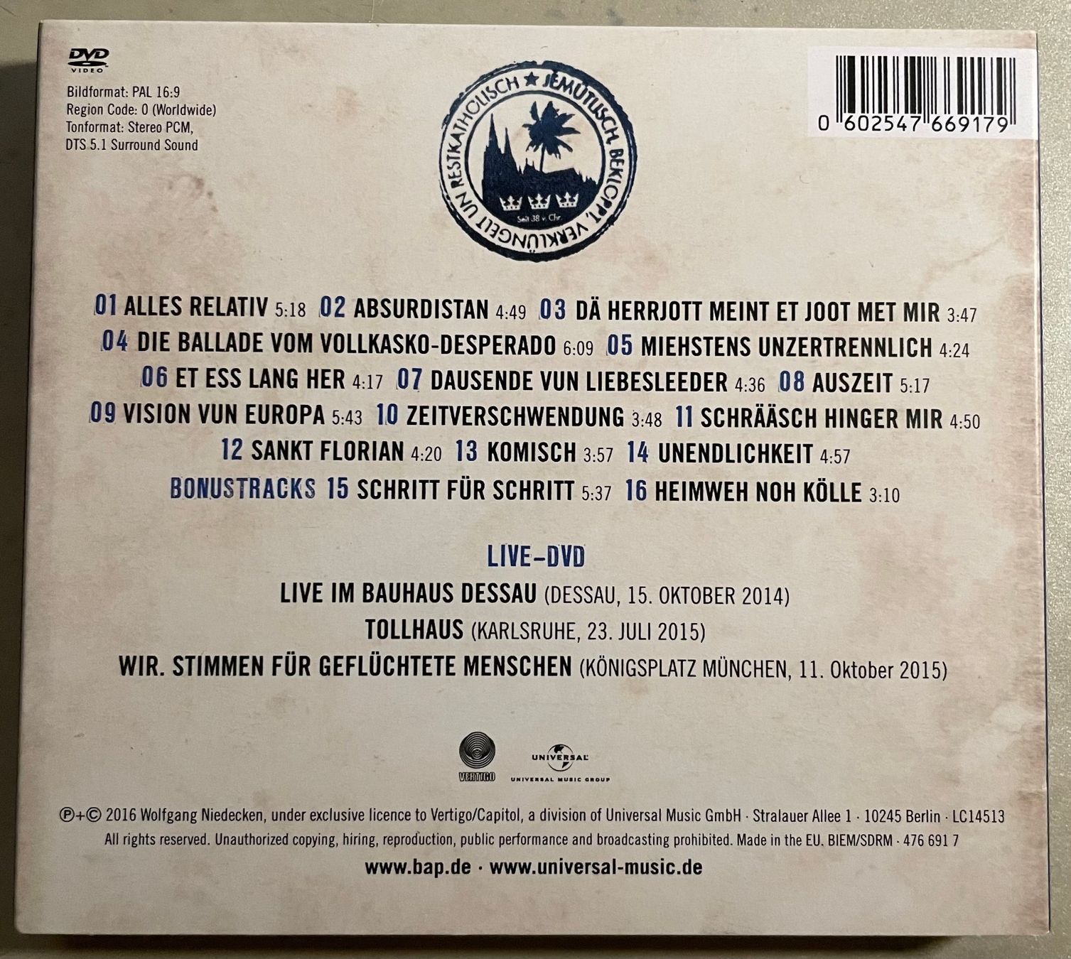 CD: Niedeckens BAP - Lebenslänglich  (CD + DVD) – Usato da Brunnen venduto da Barfly5 1