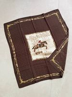 Vintage Seidentuch Reitmotiv Braun 100% Seide
