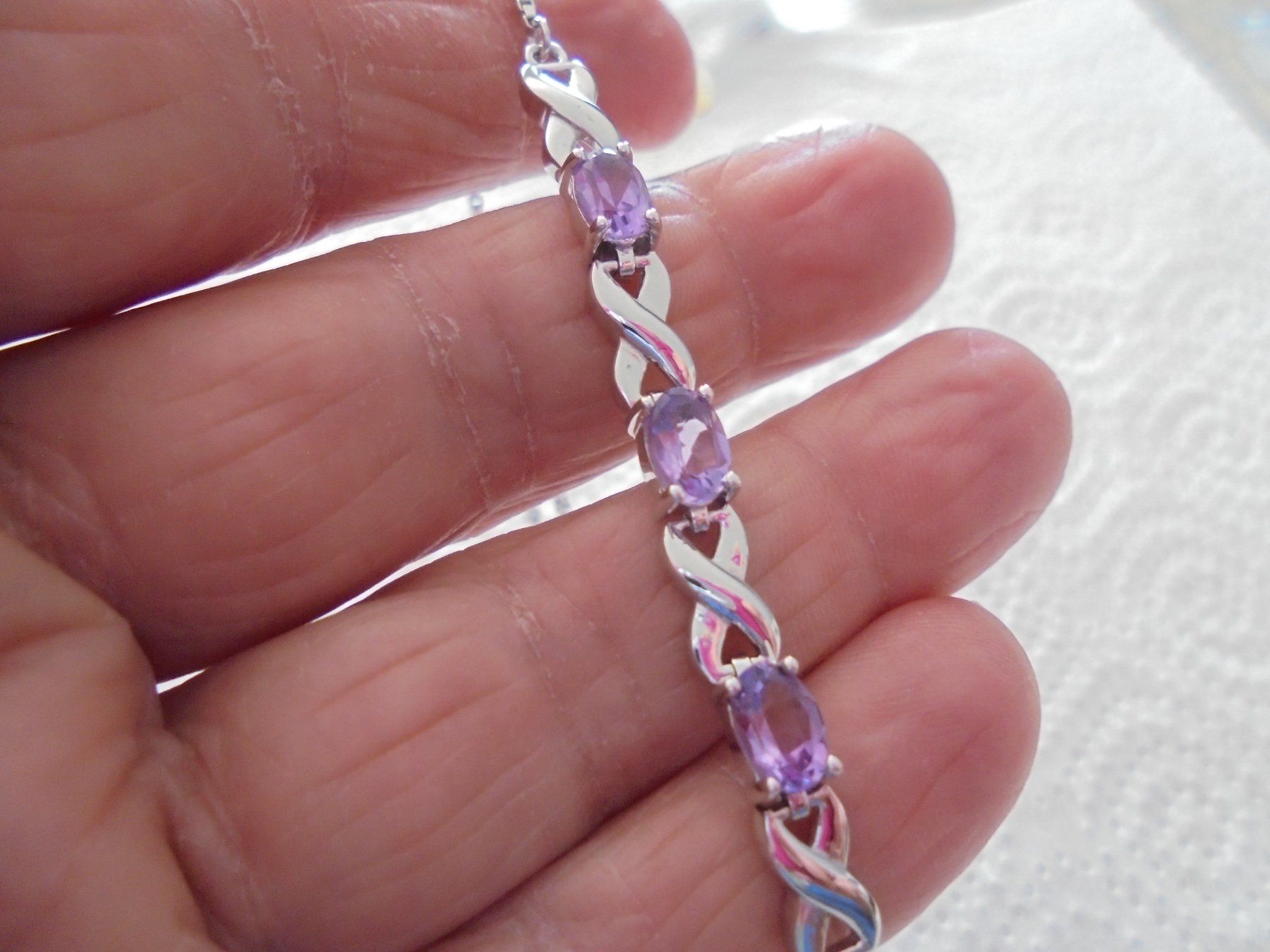 Bracciali & Braccialetti: Echtschmuck: Silberarmband 925er mit Amethyst – Nuovo (secondo la descrizione) da Zuchwil venduto da maumauchi