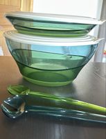 Tupperware Salat-Set grün mit Deckel und Besteck