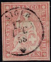 AIGLE Fingerhutstempel auf 15 Rp. Strubel - weissrandig