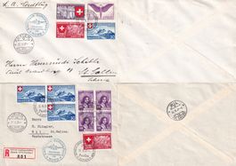 2 Flugpostbriefe Landi Swissair Europaflug Nord 15.05.1939
