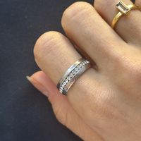 Silberner Edelstahl Zirkonia Band Ring
