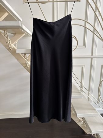 Maxi skirt black satin spaghetti straps Size S