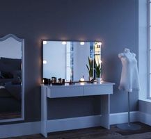 Schminktisch ZURA 120cm mit Spiegel + LED-Beleuchtung -Weiss