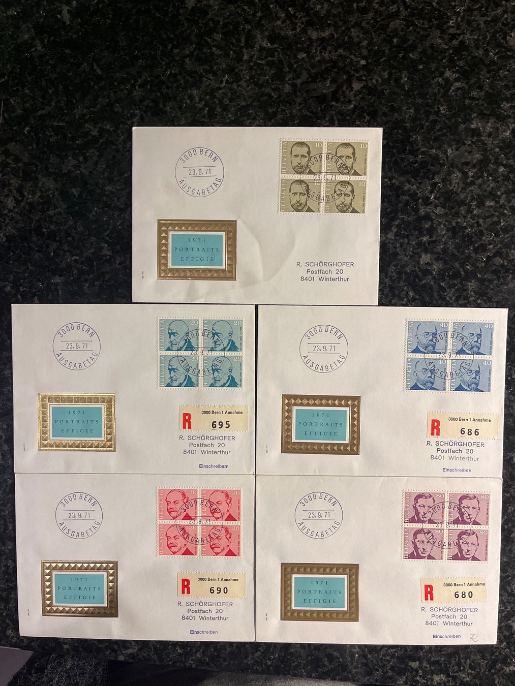 Tutti i francobolli: FDC 4er-Block 1971 Berühmte Mediziner – Nuovo (secondo la descrizione) da Freidorf TG venduto da ern_7s68