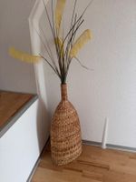 Boden-Vase aus geflochtenem Material, gebraucht, braun