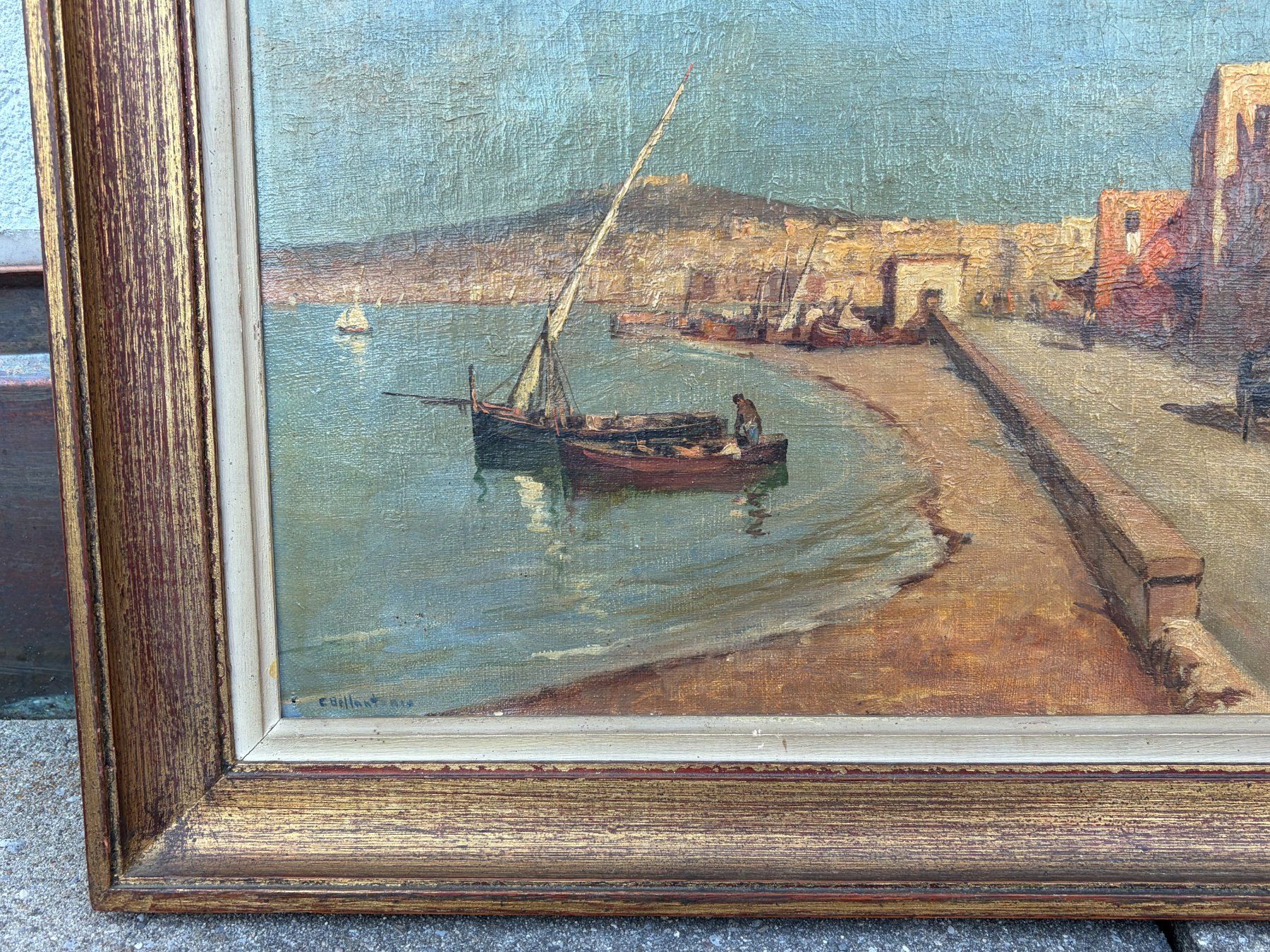 Dipinti: Gemälde Ansicht von Neapel. E. Bellantonio (1900-1980) – Usato da Boll venduto da NRie 5
