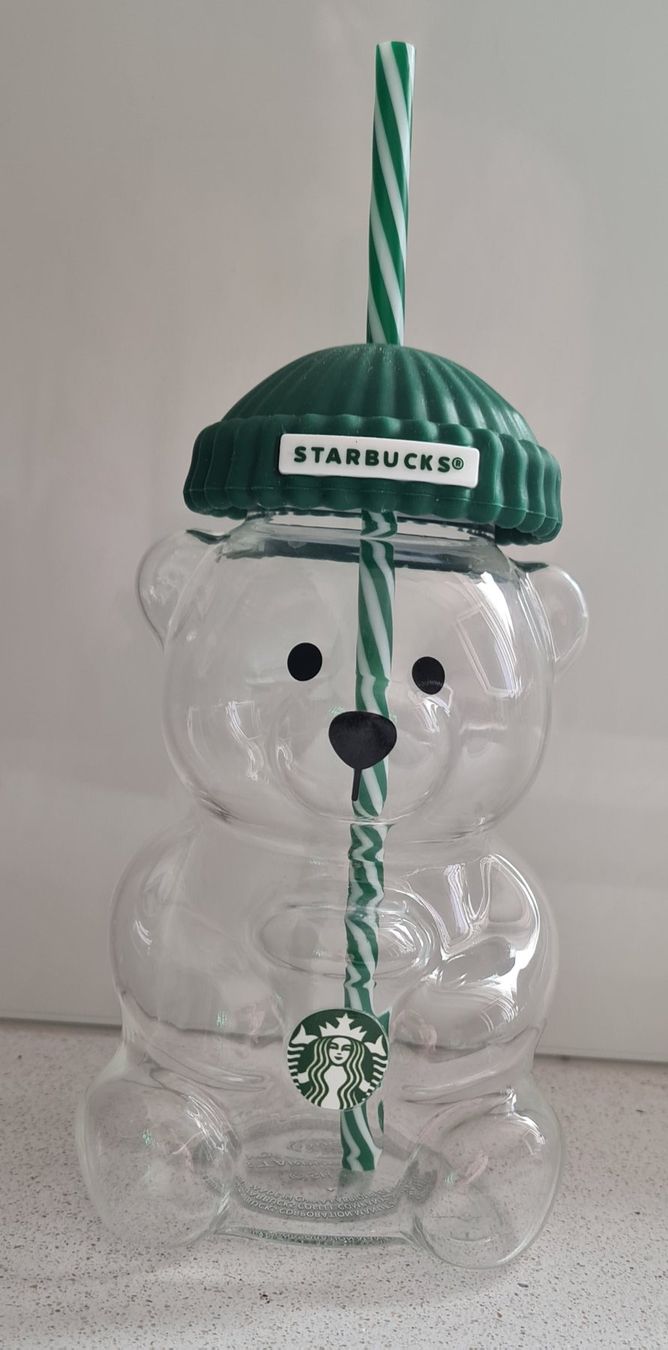 Starbucks Bicchieri: Starbucks Bearista cup, Trinkglas Bärchen mit Röhrli – Nuovo e nell'imballaggio originale da Winterthur venduto da bibummi