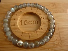 Labradorit 6 und 8 mm Perlen Elast  Armband