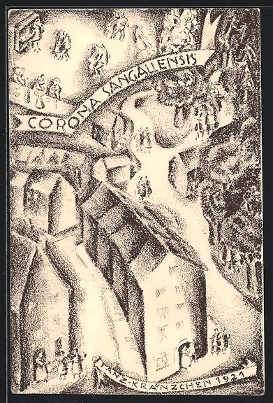 Cartoline postali: St. Gallen, Corona Sangallensis, student – Usato da Berlin venduto da bartko-reher