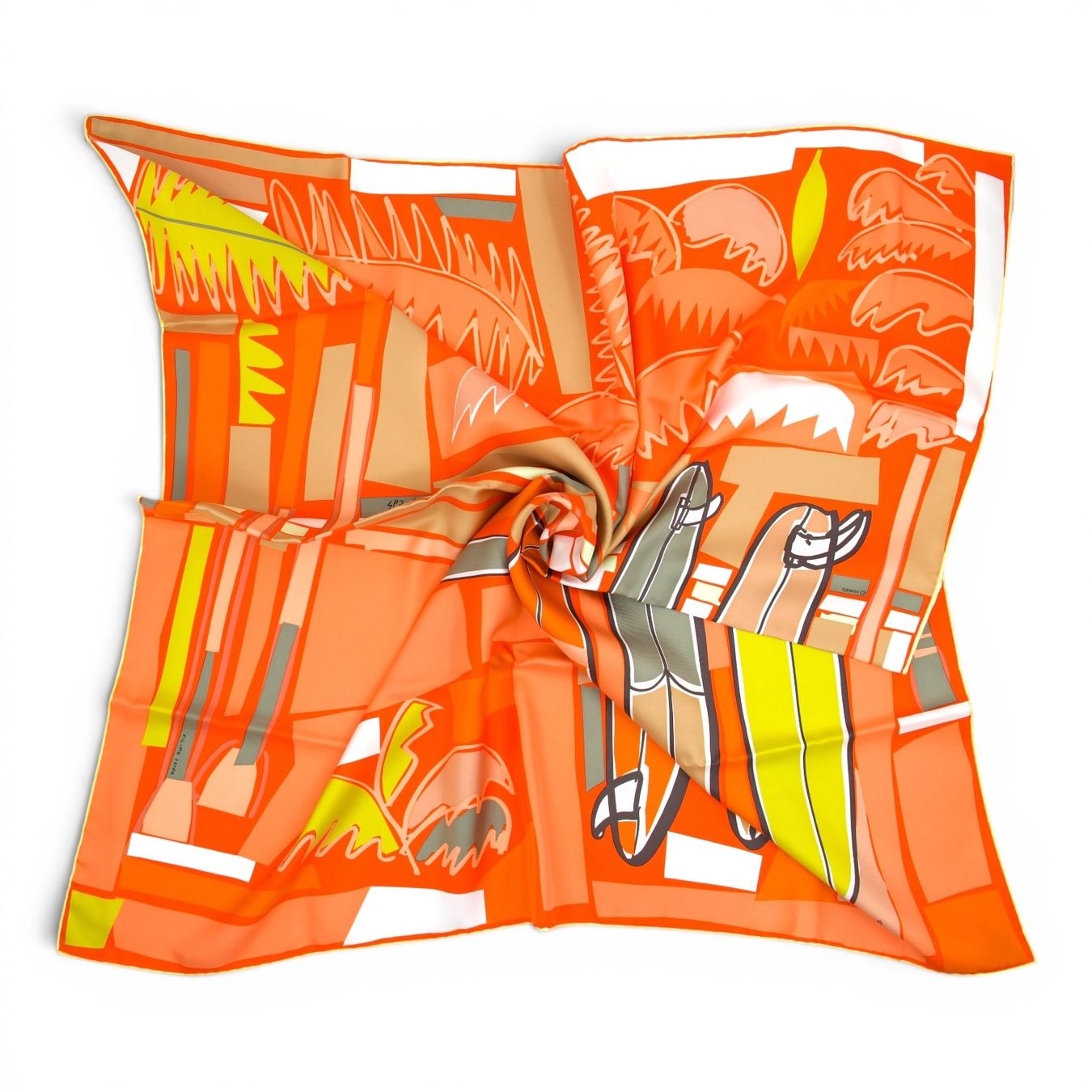 Hermès Foulard & Sciarpe: Hermès Carré " Sea, surf & fun" orange – Usato da Binningen venduto da Designerlabels 5