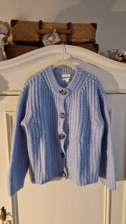 Grobstrickjacke, hellblau, 66% Wolle