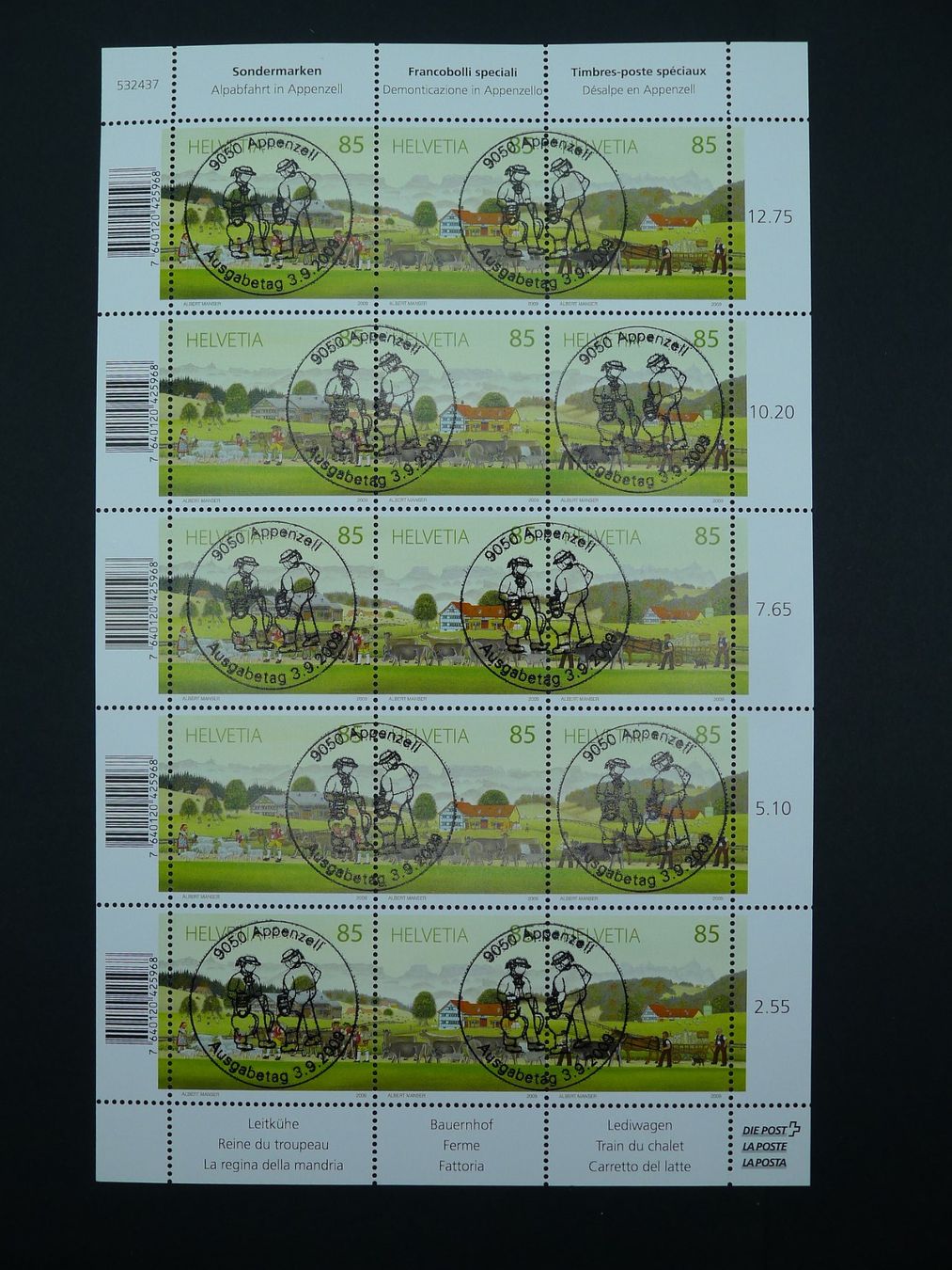 Tutti i francobolli: 2009 Nr. OZ178 Kleinbogen mit ET- Stempel – Usato da Dagmersellen venduto da wyss1982