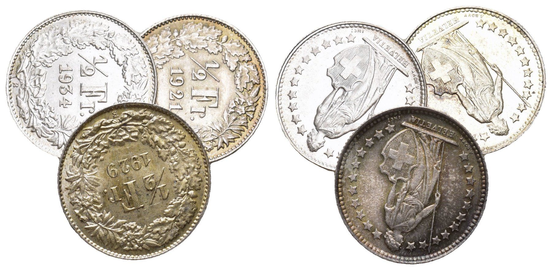 Tutti le monete: Schweiz 1921+1929+1934 – Usato da Bern venduto da numismatictops