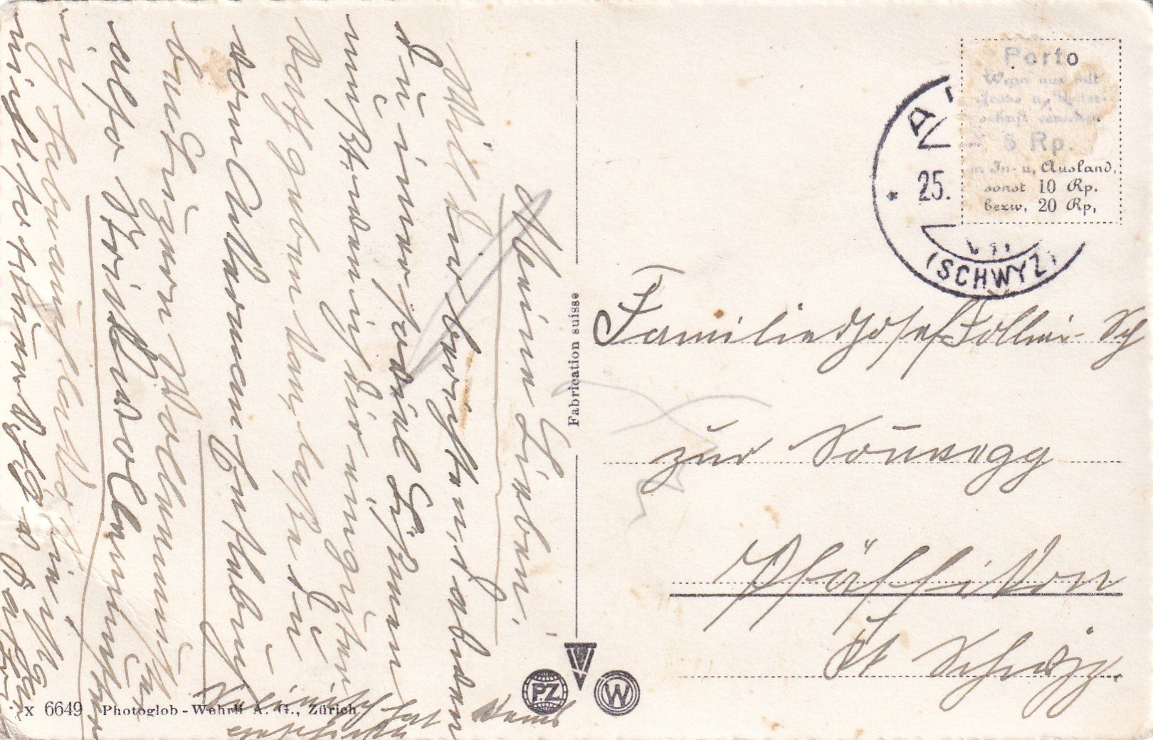 Cartoline postali: Arth am See mit Zugersee /ay – Usato da Hombrechtikon venduto da Rudolf07 1