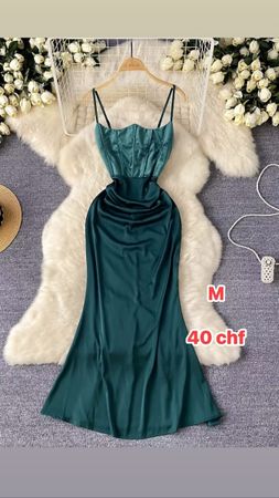 Satin Corset Dress Dark Green Size M New Condition